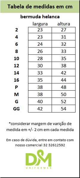Bermuda em helanca, ideal para uniformes profissionais confortáveis