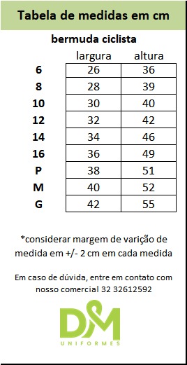 Bermuda ciclista em tecido respirável, ideal para atividades esportivas.