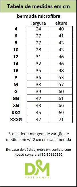 Bermuda de microfibra para uniformes profissionais