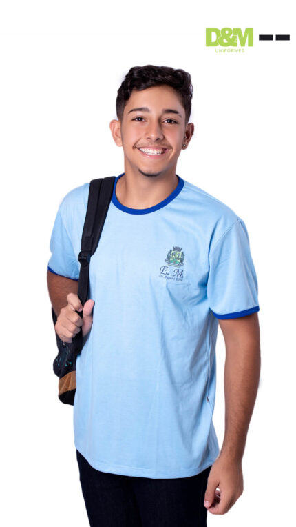 Camisa do uniforme da Escola Dr. Augusto Glória em Rochedo de Minas