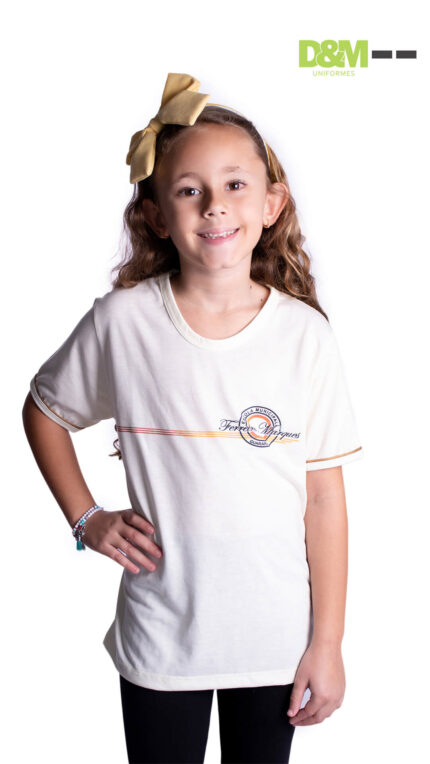 Camisa manga curta do uniforme da Escola Ferreira Marques em Bicas