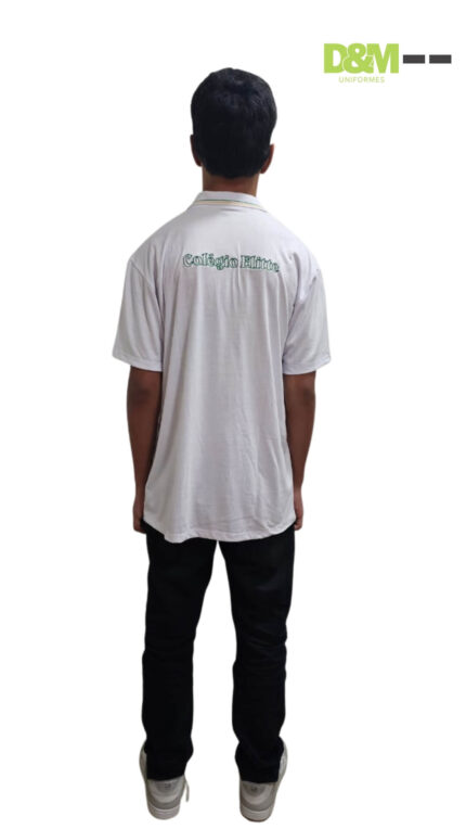 Costas da camisa polo manga curta da Escola ELITTE em Bicas